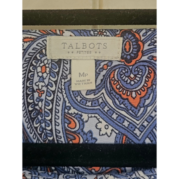 Talbots Blue Paisley Cotton Tank Dress Women's Size MEDIUM PETITE - Picture 3 of 4
